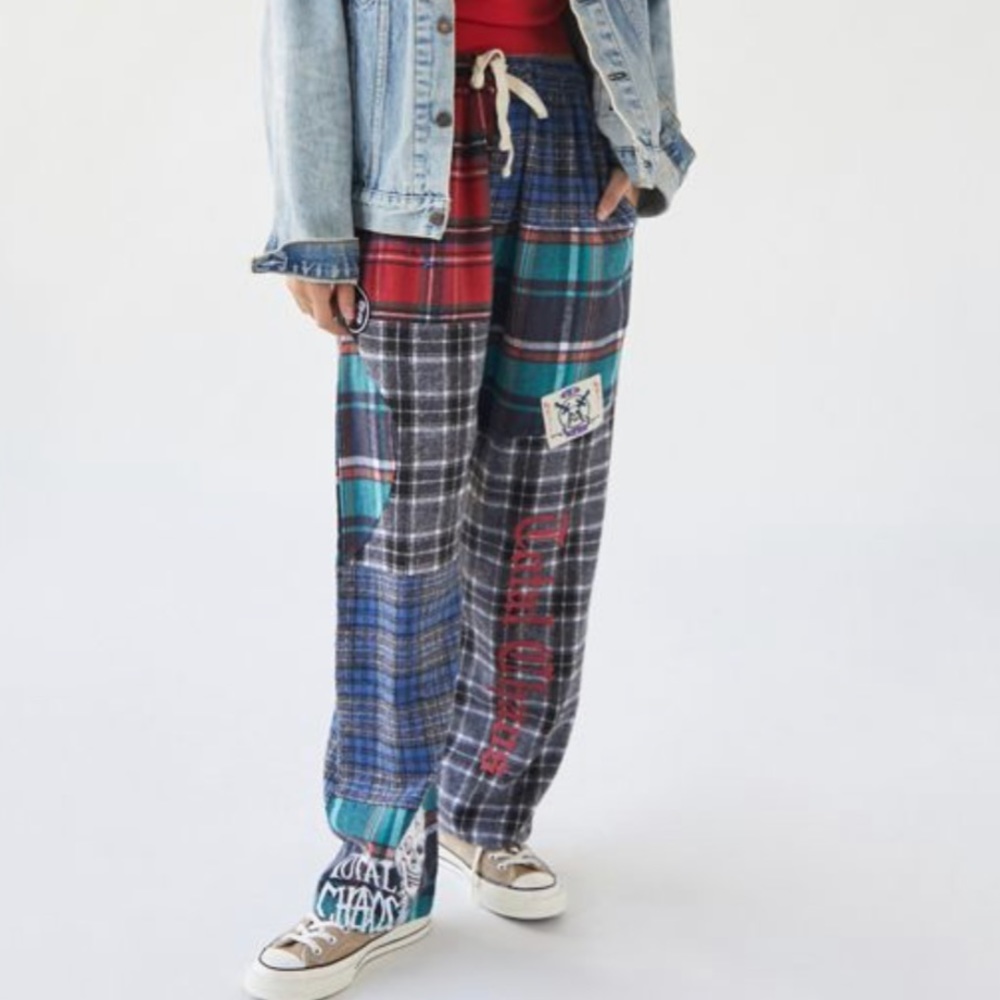 NWT Urban Outfitters BDG Patchwork Flannel Plaid Drawstring Pants
